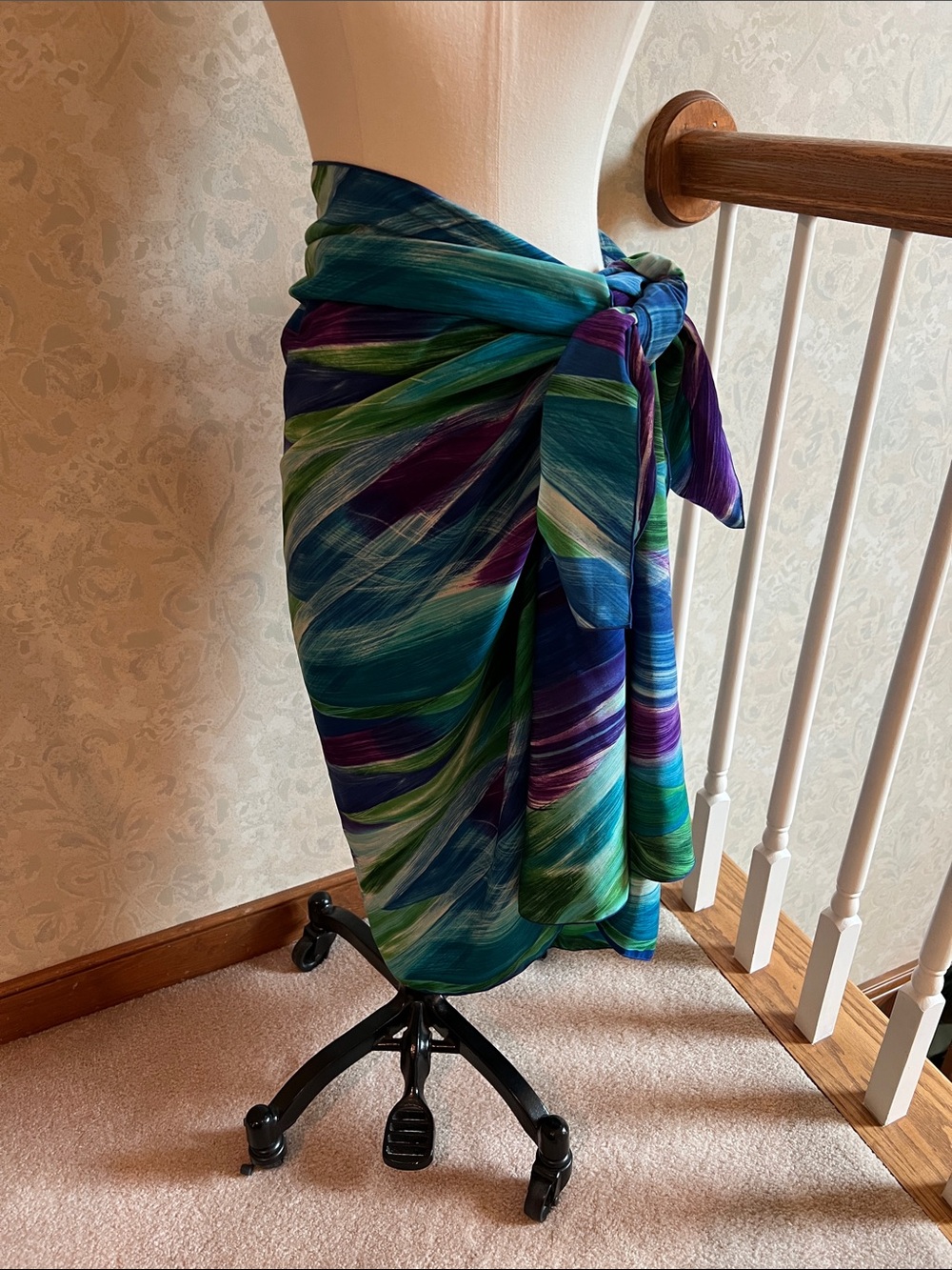 Women’s Multicolor Beach Sarong Wrap - Blue Green Purple w/bonus
